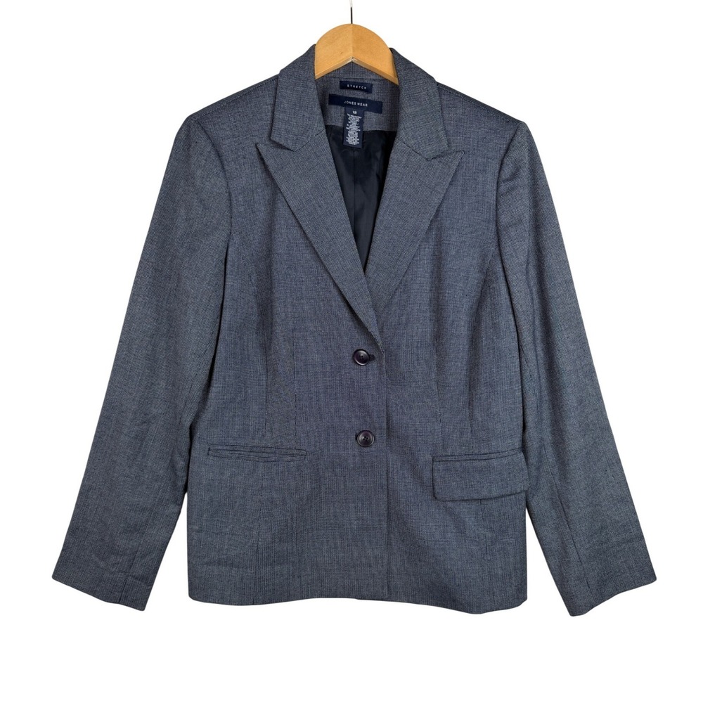 Jones Wear Wool Blend Women's Office Blazer Jacket size 12 Blue